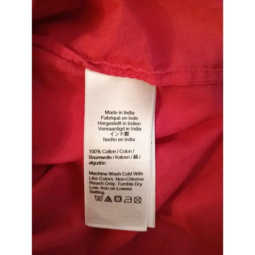J. Crew Womens Pink Voile Beach Swim Shirt‎ Long Light Weight Button Up Size M